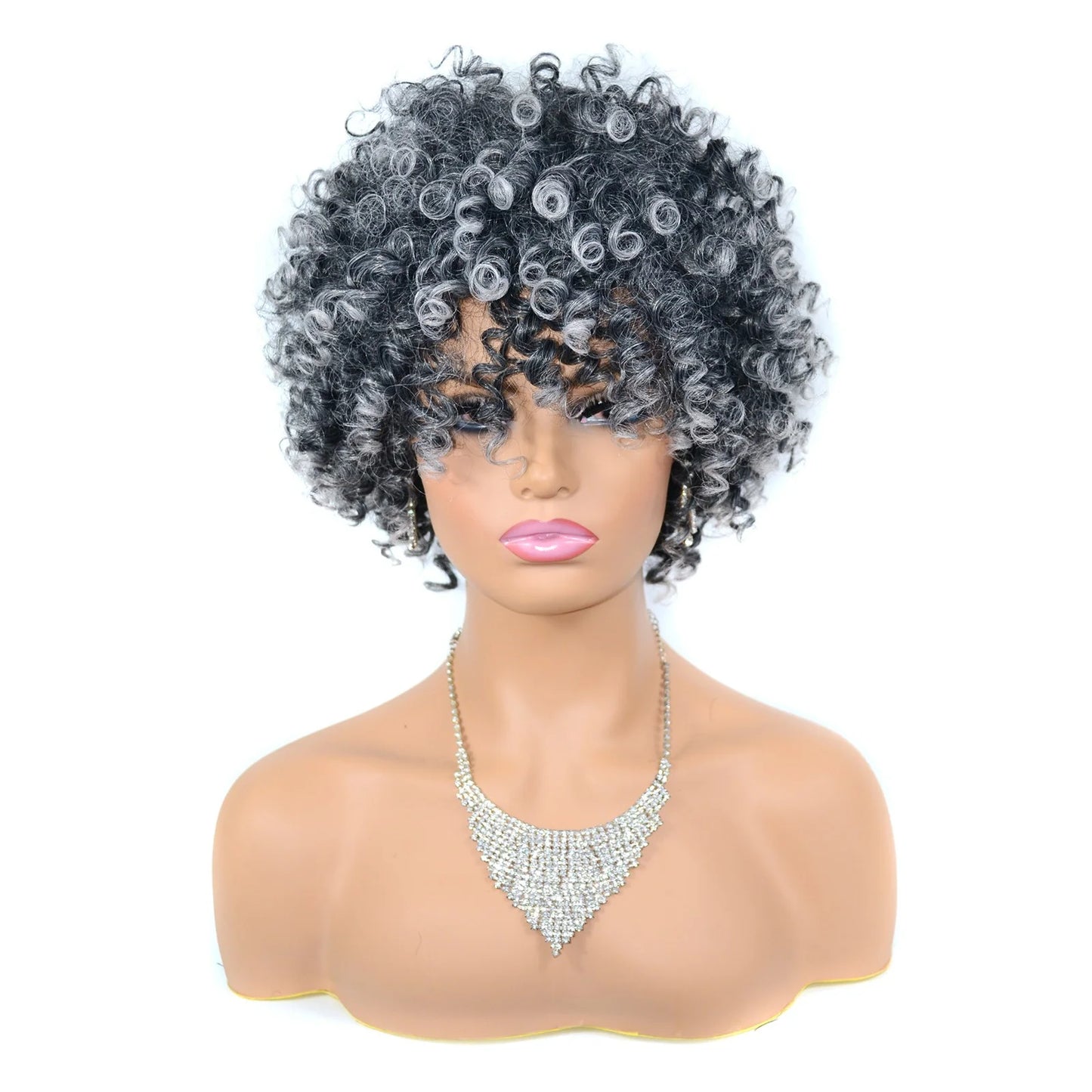 Black Synthetic Curly Wigs for Women Short Wig African American Natural Wigs for Women Black