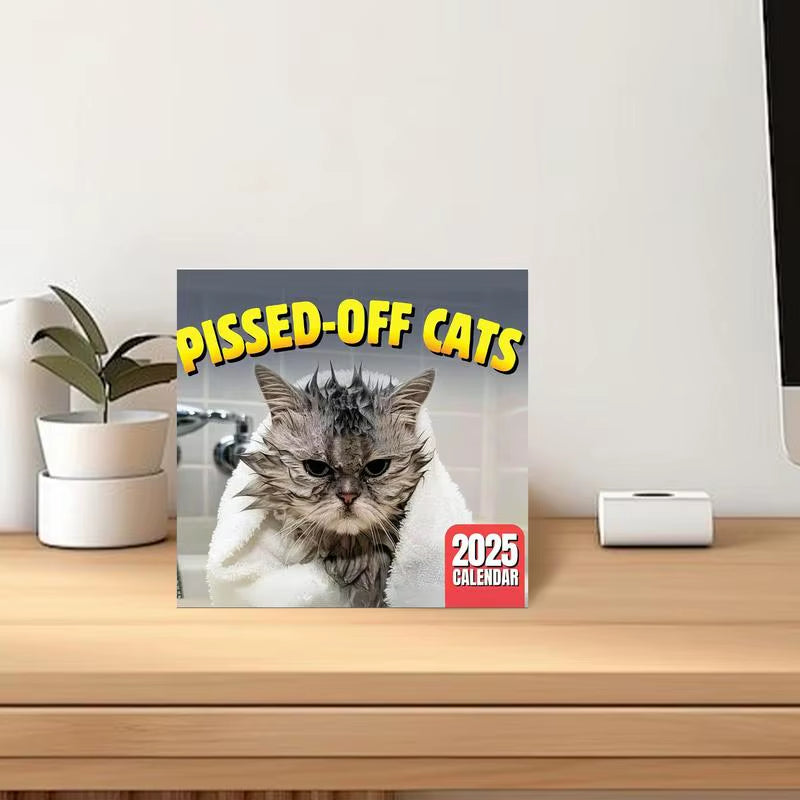 2025 New Pissed-Off Cat English Calendar Wall Calendar Cute Desk Accessories Office Supplies Every Day Can Be Celebrated