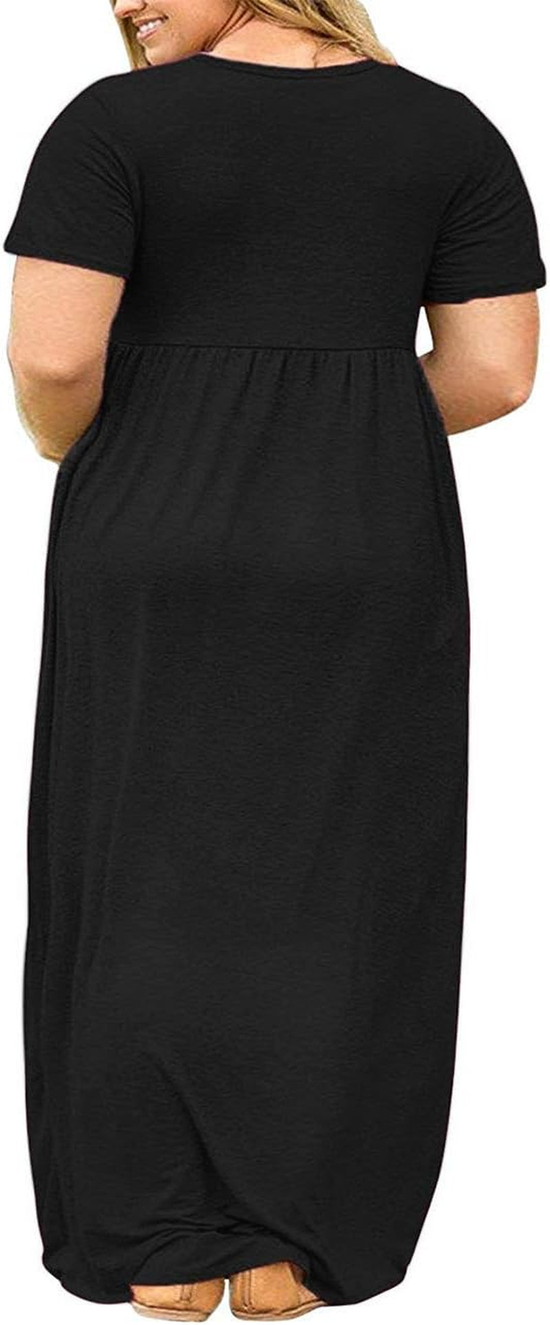 Women’S plus Size Maxi Dresses for Curvy Women Summer Casual Short Sleeve Long Dress with Pockets