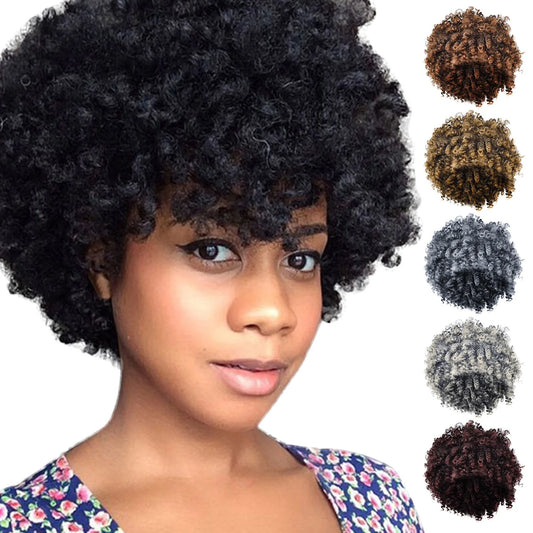 Black Synthetic Curly Wigs for Women Short Wig African American Natural Wigs for Women Black