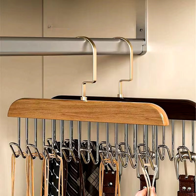 1Pc Solid Wood Clothes Drying Rack 8 Hooks Multi Purpose Clothes and Pants Hooks Portable Home Apartment Clothes Hanger