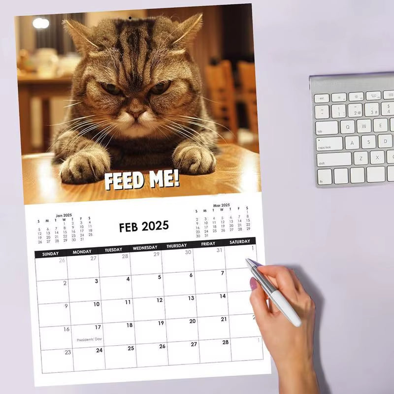 2025 New Pissed-Off Cat English Calendar Wall Calendar Cute Desk Accessories Office Supplies Every Day Can Be Celebrated