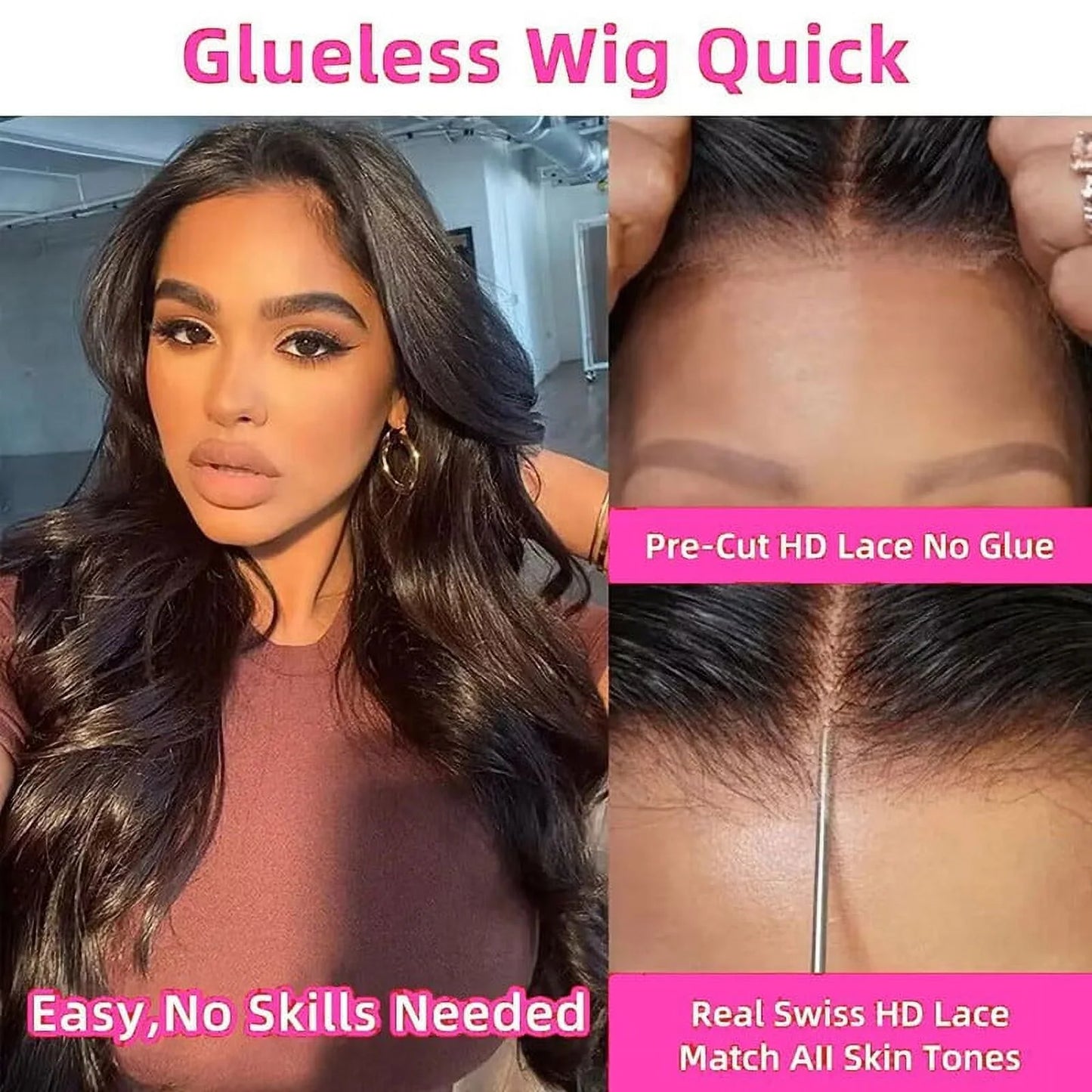 Wear and Go Glueless Wigs Human Hair Body Wave Pre Cut HD Lace 4X4 Lace Front Wigs Human Hair Pre Plucked 180% Density 3 Seconds to Wear Glueless Wigs for Beginners