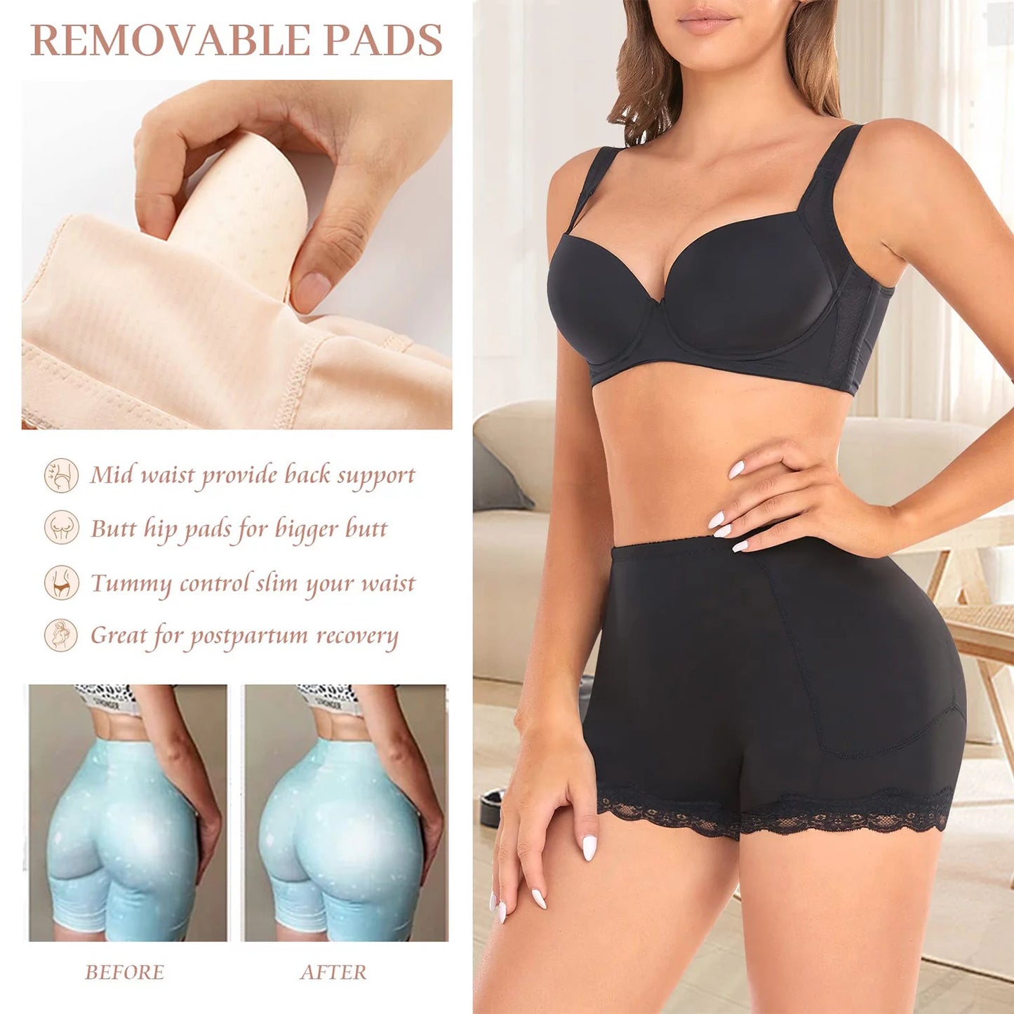 Butt Lifter Panites Padded Underwear for Women Butt Pads Shaper Hip Enhancer Shapewear Booty Lifting Panty