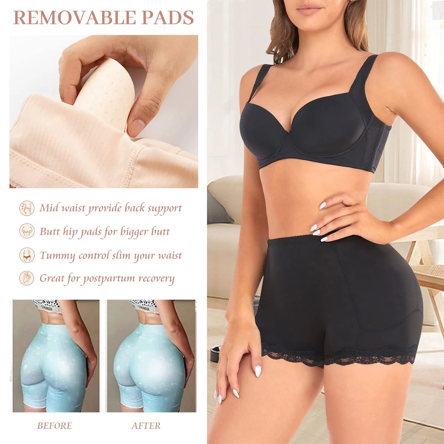 Butt Lifter Panites Padded Underwear for Women Butt Pads Shaper Hip Enhancer Shapewear Booty Lifting Panty