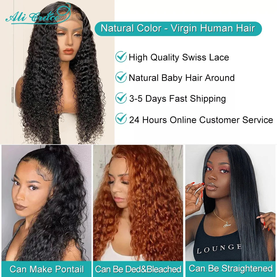 Wigs Brazilian Kinky Curly Human Hair Wigs Pre-Plucked 13X4 Lace Frontal Wig Remy Hair Deep Curly Lace Front Wigs