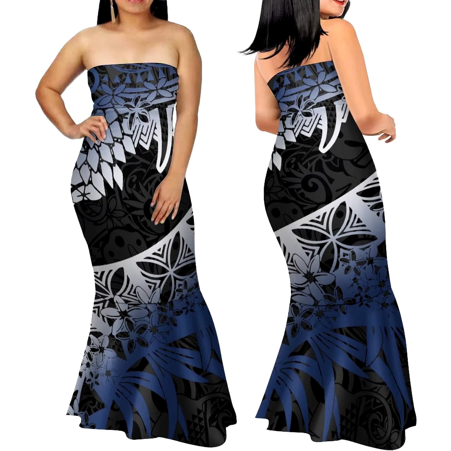 Samoa Women'S Club Dress Custom Strapless Fishtail Dress Party Elegant Maxi Polynesian Print Island Dress 2024