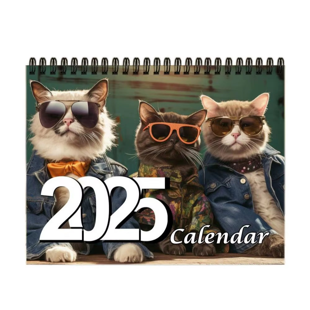 2025 New Pissed-Off Cat English Calendar Wall Calendar Cute Desk Accessories Office Supplies Every Day Can Be Celebrated