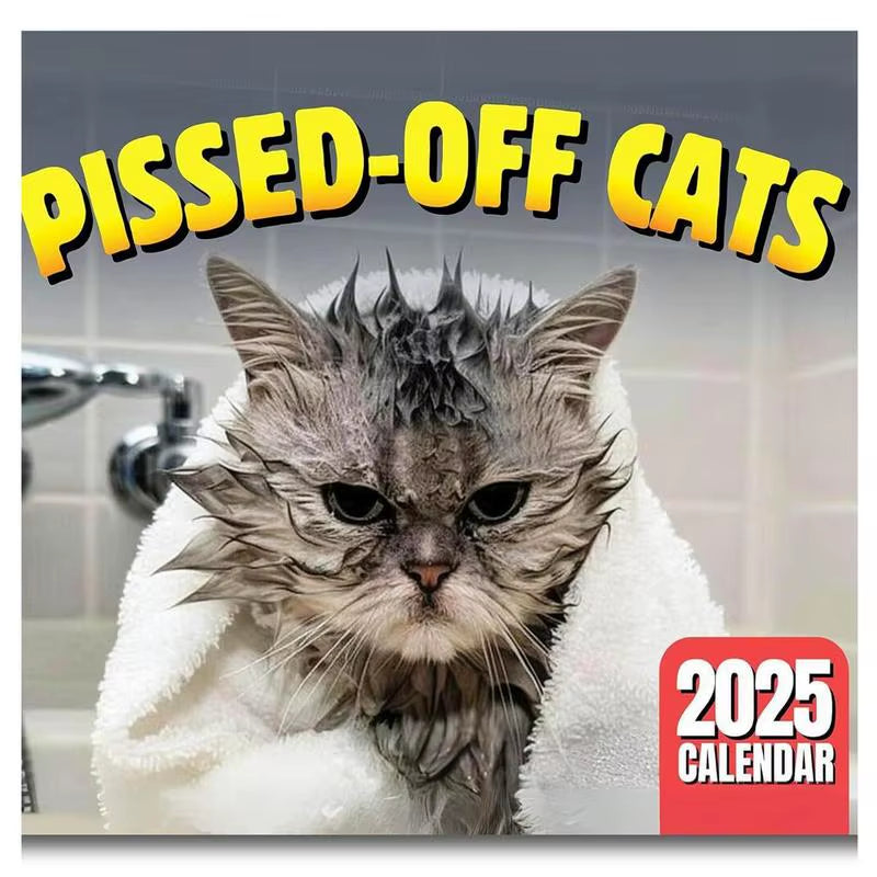 2025 New Pissed-Off Cat English Calendar Wall Calendar Cute Desk Accessories Office Supplies Every Day Can Be Celebrated