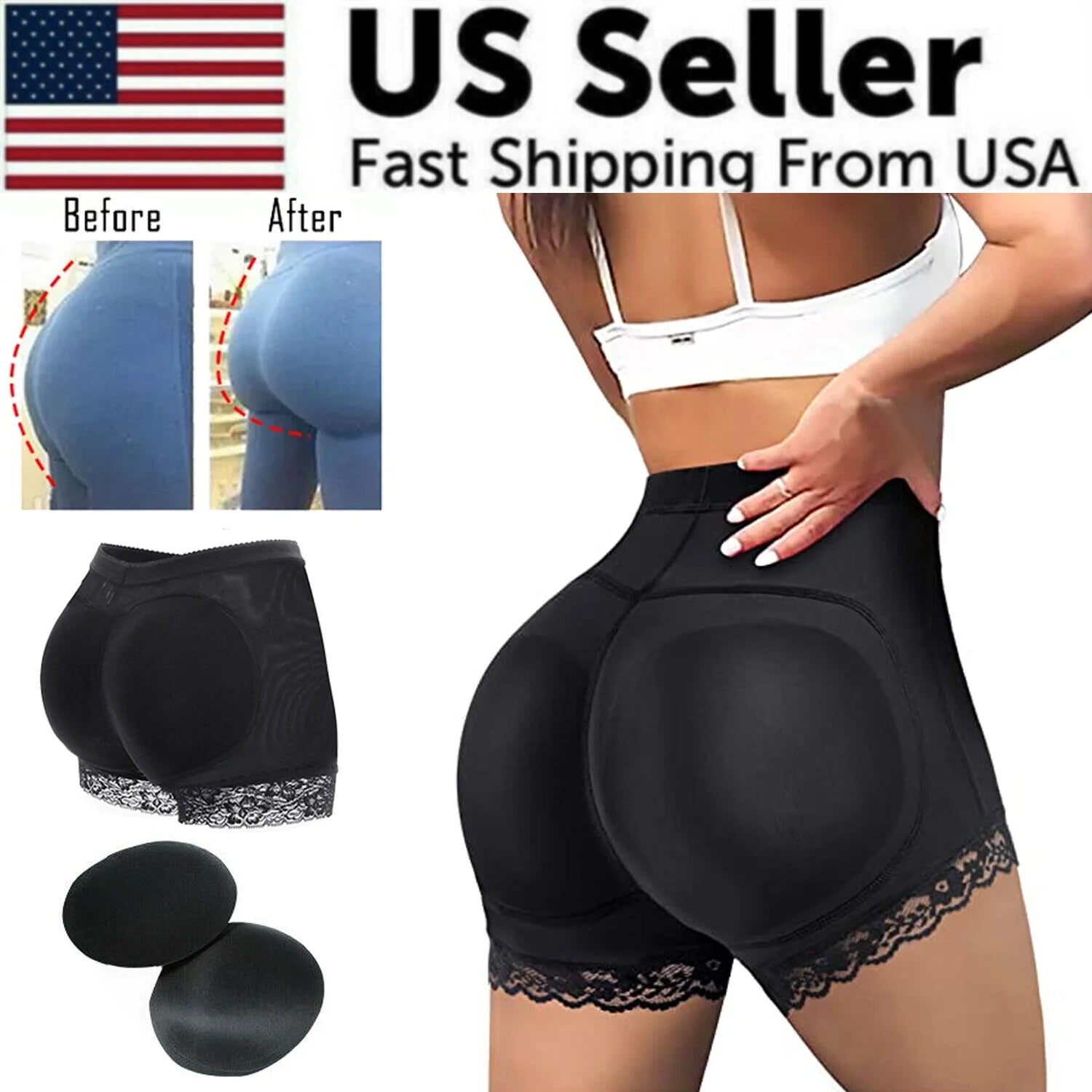 Booty Shaper Padded Underwear Panty Women'S FAKE ASS Butt Lifter & Hip Enhancer